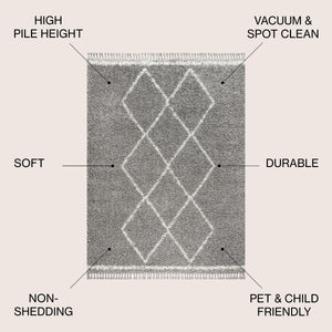 Mercer Shag Plush Tassel Moroccan Tribal Geometric Area Rug