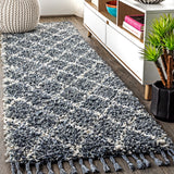 Mercer Shag Plush Tassel Moroccan Trellis Runner Rug