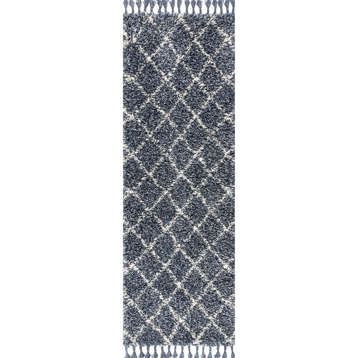 Mercer Shag Plush Tassel Moroccan Trellis Runner Rug