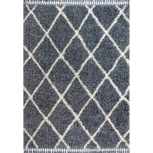 Mercer Shag Plush Tassel Moroccan Trellis Area Rug
