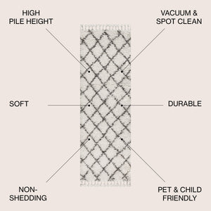 Mercer Shag Plush Tassel Moroccan Trellis Runner Rug