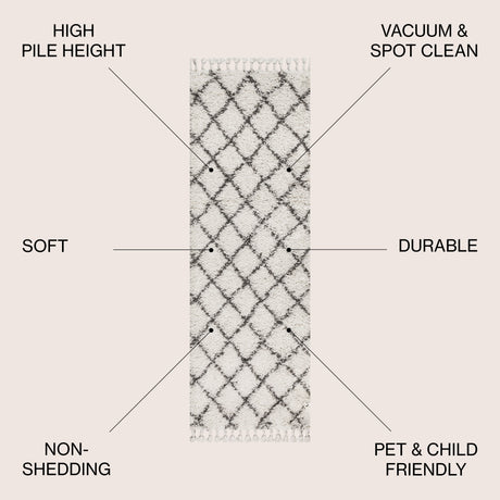 Mercer Shag Plush Tassel Moroccan Trellis Runner Rug