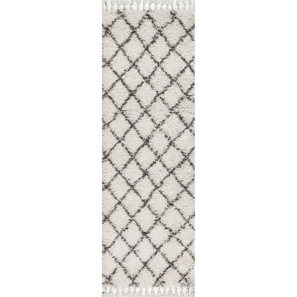 Mercer Shag Plush Tassel Moroccan Trellis Runner Rug