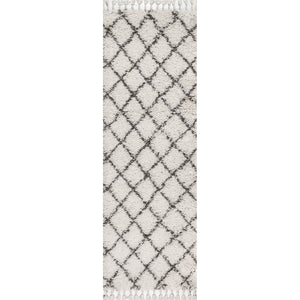 Mercer Shag Plush Tassel Moroccan Trellis Runner Rug