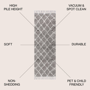 Mercer Shag Plush Tassel Moroccan Trellis Runner Rug