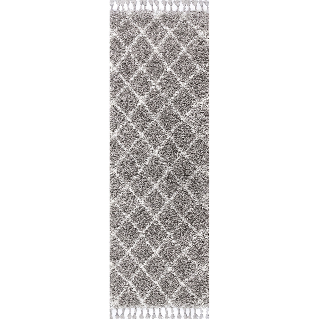 Mercer Shag Plush Tassel Moroccan Trellis Runner Rug