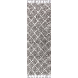 Mercer Shag Plush Tassel Moroccan Trellis Runner Rug