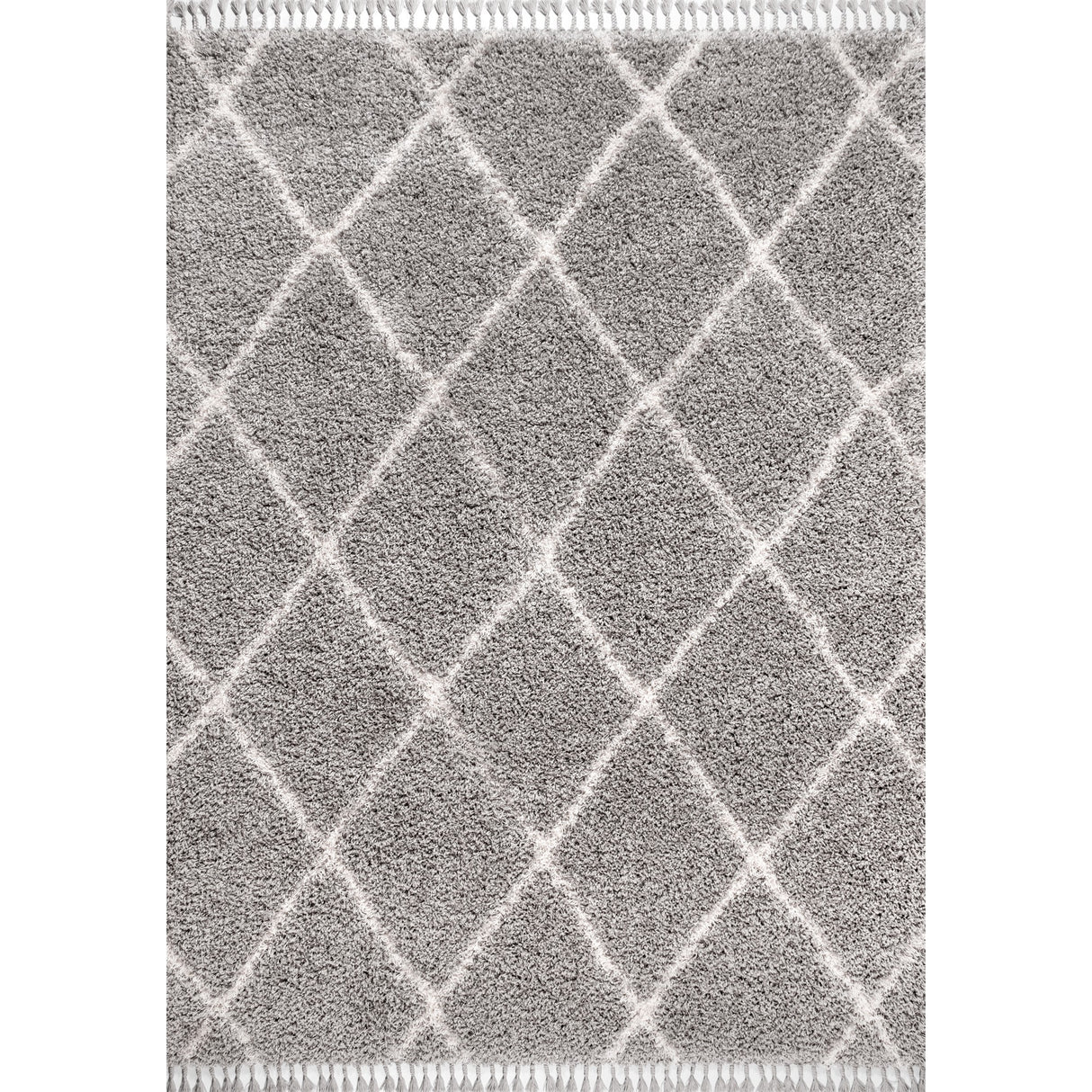 Mercer Shag Plush Tassel Moroccan Trellis Area Rug
