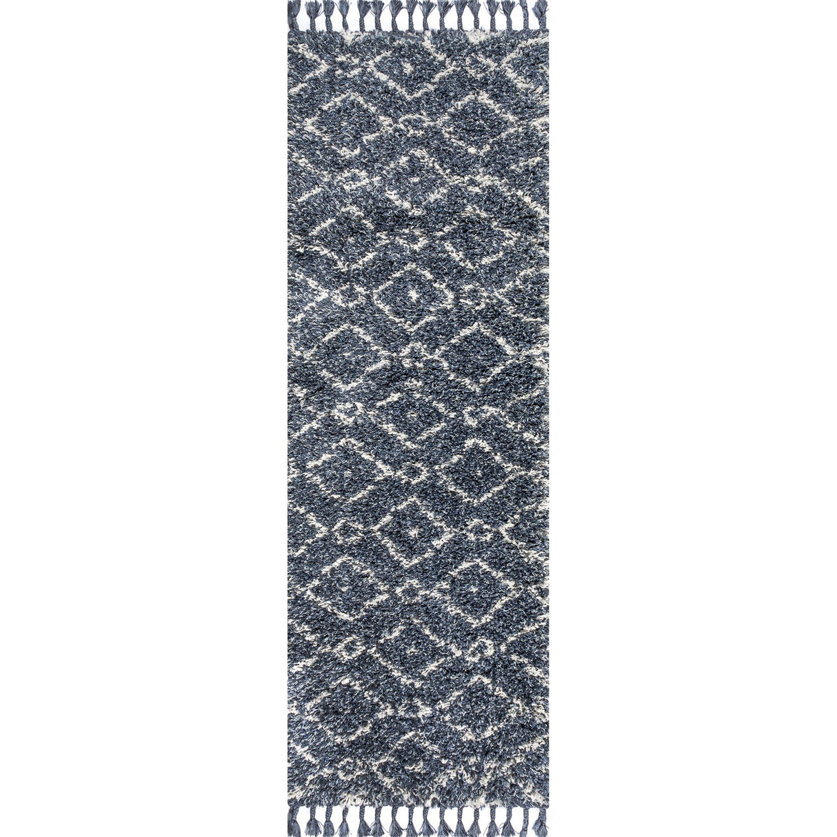 Mercer Shag Plush Tassel Moroccan Diamond Runner Rug