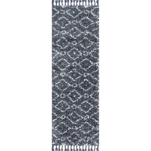 Mercer Shag Plush Tassel Moroccan Diamond Runner Rug