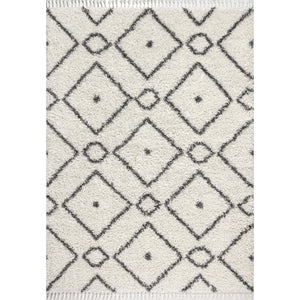 Mercer Shag Plush Tassel Moroccan Diamond Area Rug