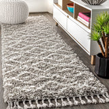Mercer Shag Plush Tassel Moroccan Diamond Runner Rug