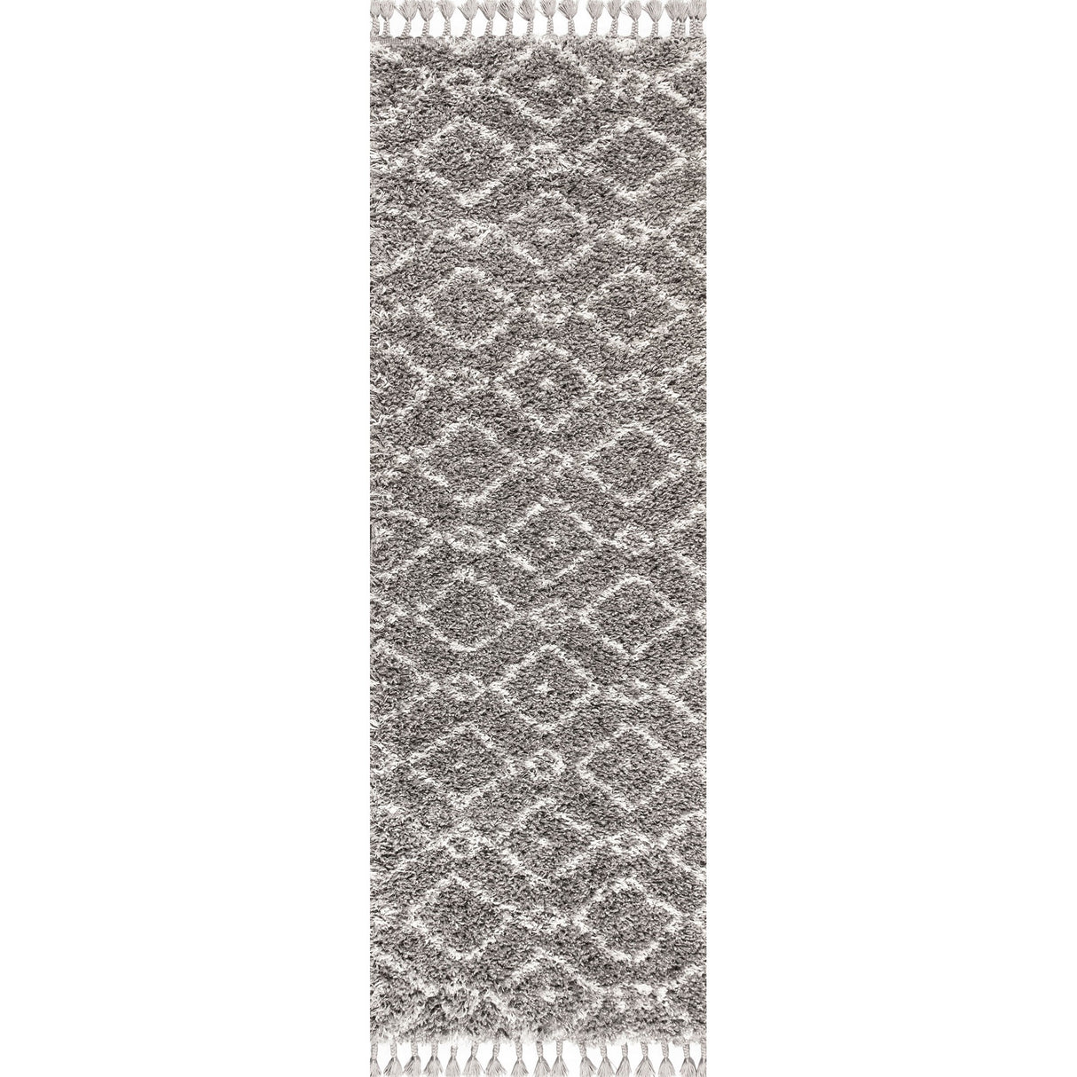 Mercer Shag Plush Tassel Moroccan Diamond Runner Rug