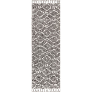 Mercer Shag Plush Tassel Moroccan Diamond Runner Rug