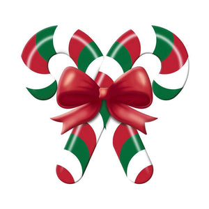 13" Metal Embossed Candy Canes: Red/Green