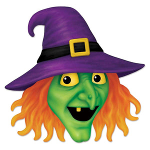12" Metal Embossed Sign: Witch Head (Purple)