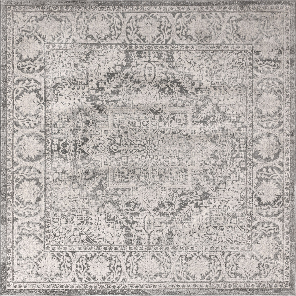 Modern Persian Vintage Medallion Square Area Rug