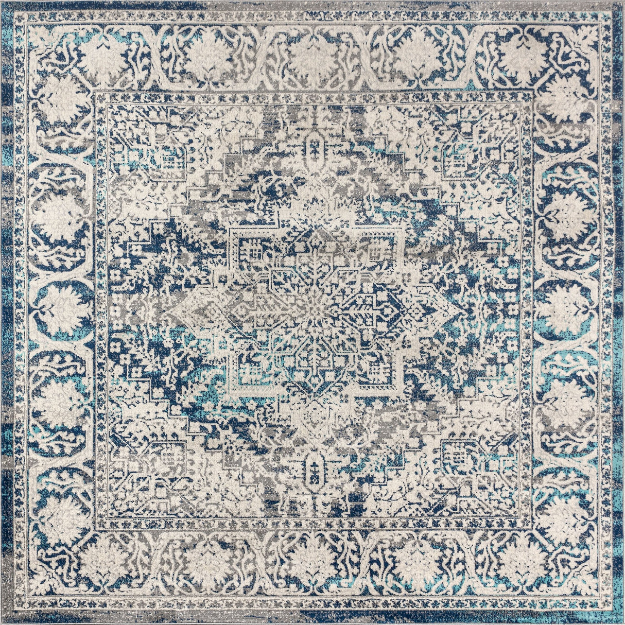 Modern Persian Vintage Medallion Square Area Rug