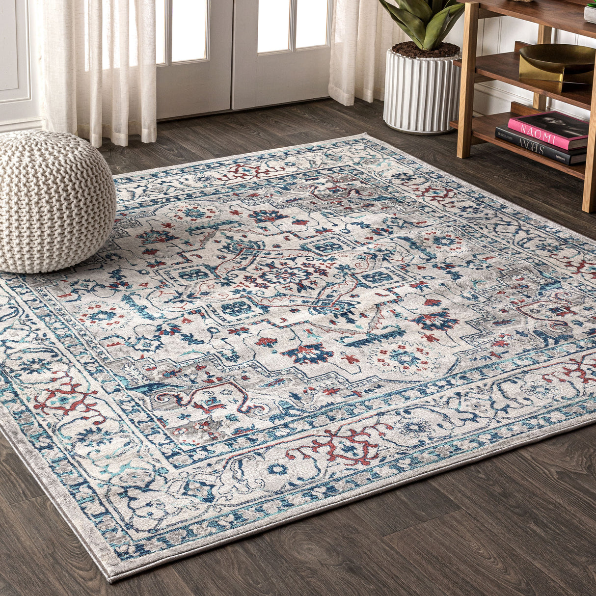 Modern Vintage Medallion Square Area Rug