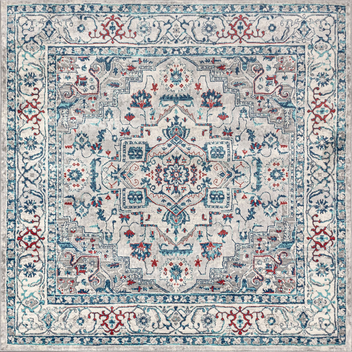 Modern Vintage Medallion Square Area Rug