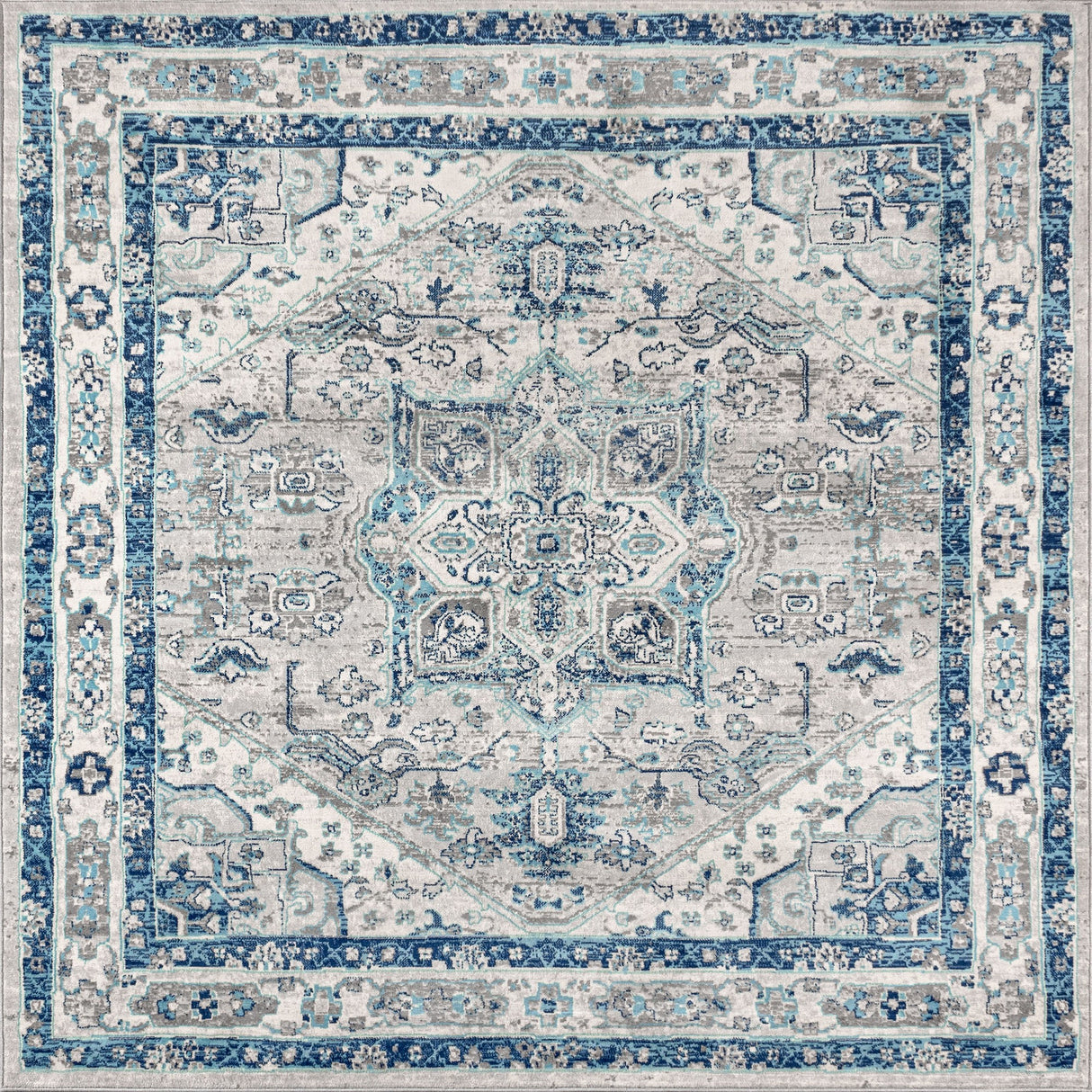 Persian Vintage Medallion Square Area Rug