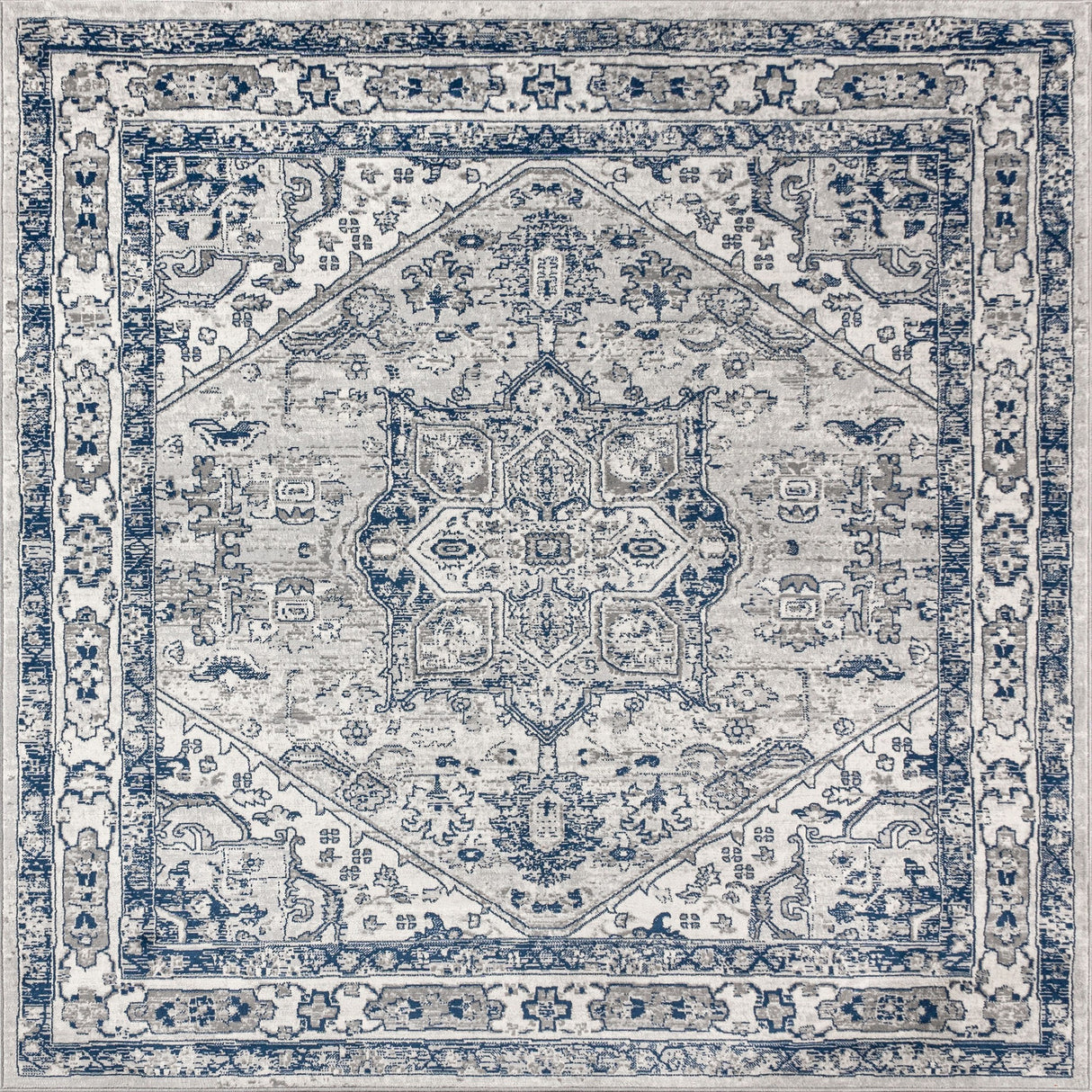 Persian Vintage Medallion Square Area Rug