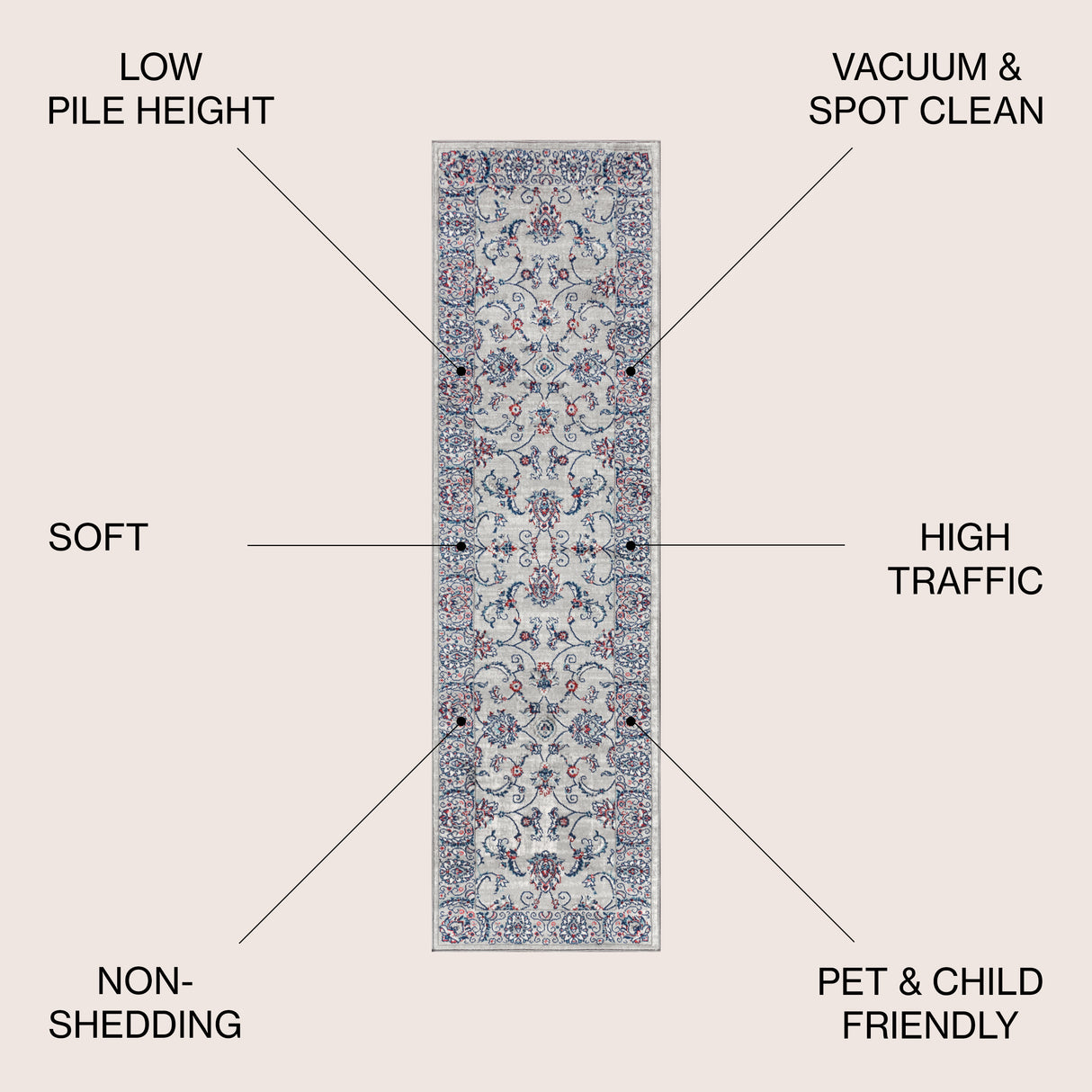 Gray Modern Persian Vintage Runner Rug