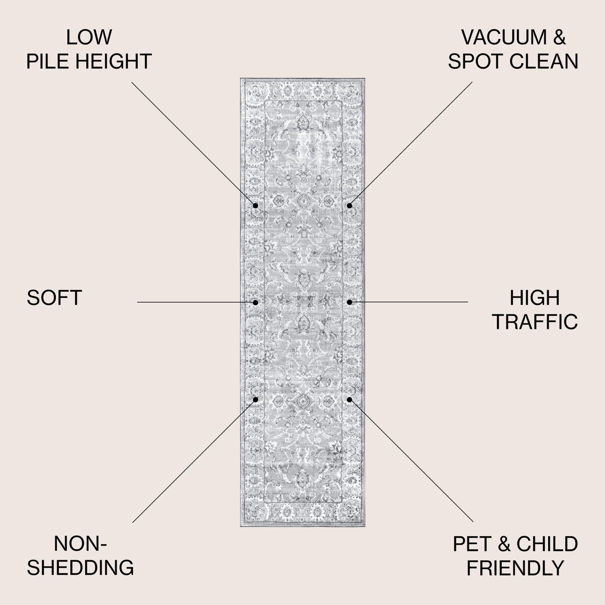 Gray Modern Persian Vintage Runner Rug