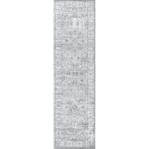Gray Modern Persian Vintage Runner Rug