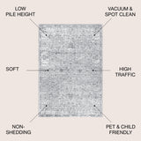 Gray Modern Persian Vintage  Area Rug