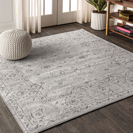 Gray Modern Persian Vintage Square Area Rug