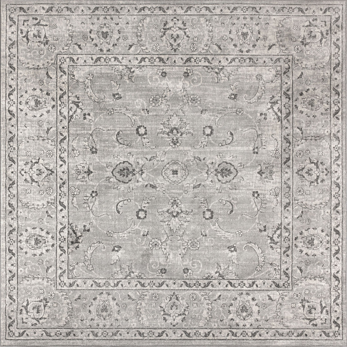 Gray Modern Persian Vintage Square Area Rug