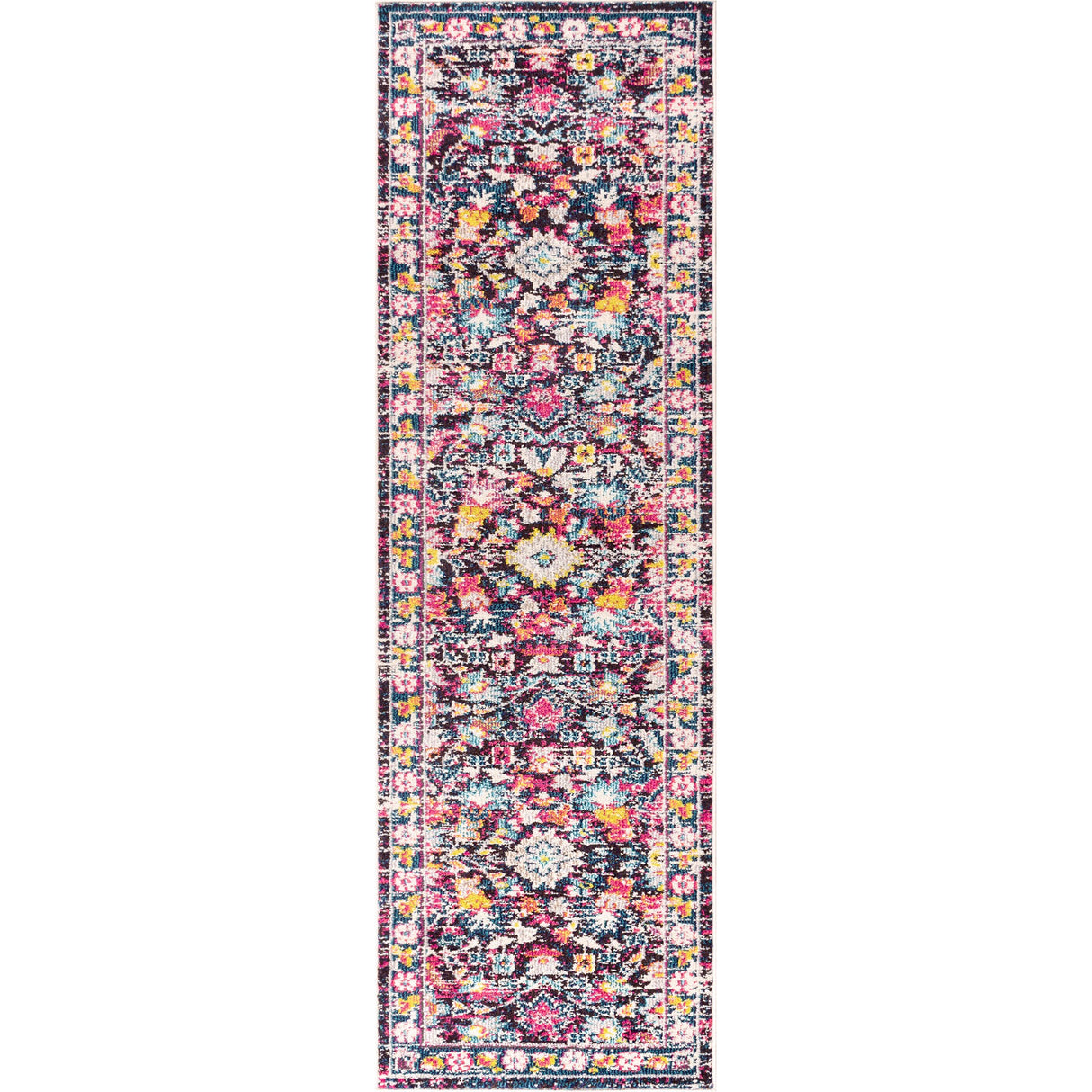 Modern Persian Boho Floral Runner Rug