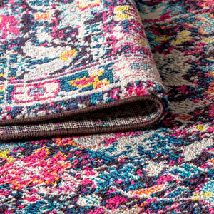 Modern Persian Boho Floral Round Area Rug
