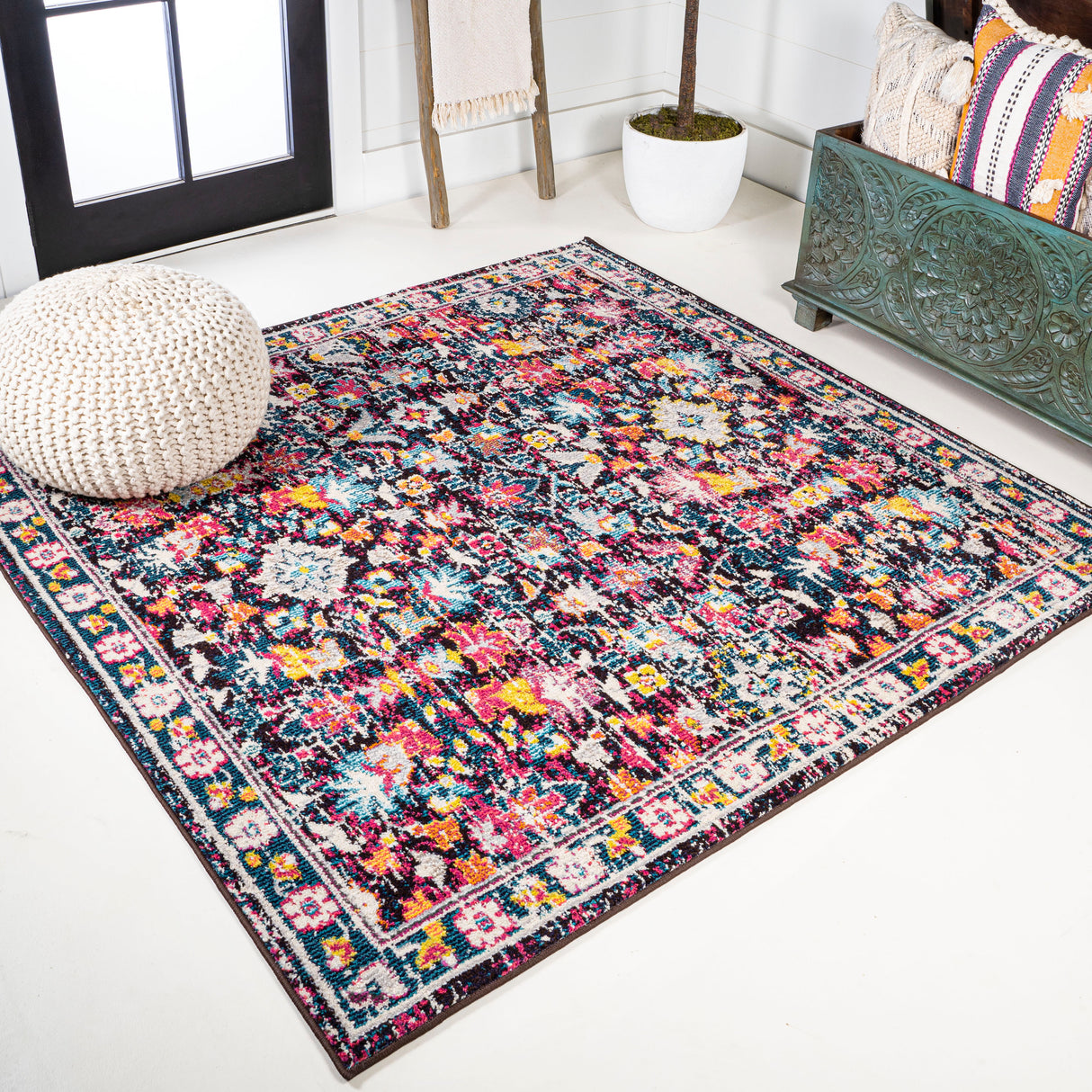 Modern-Persian-Boho-Floral-Square-Area-Rug-Area-Rugs