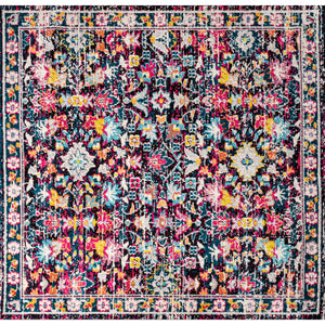 Modern Persian Boho Floral Square Area Rug