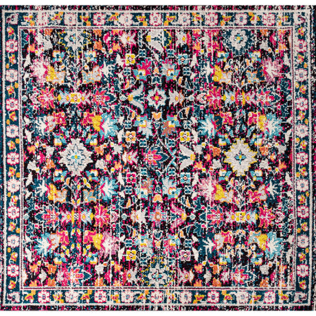 Modern Persian Boho Floral Square Area Rug