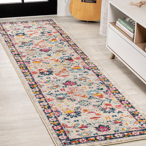 Beige-Modern-Persian-Boho-Floral-Runner-Rug-Runner-Rugs