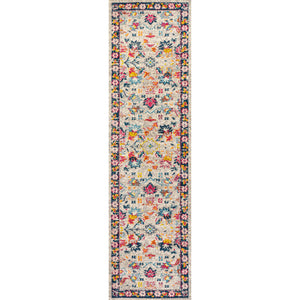 Beige Modern Persian Boho Floral Runner Rug