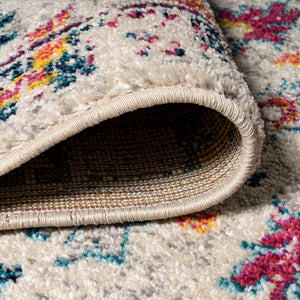 Beige Modern Persian Boho Floral Runner Rug