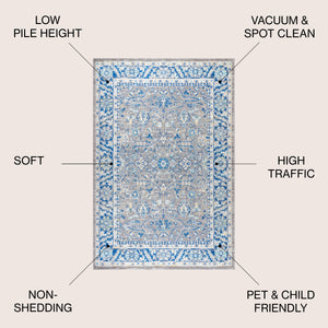 Gray Modern Persian Boho Floral Area Rug