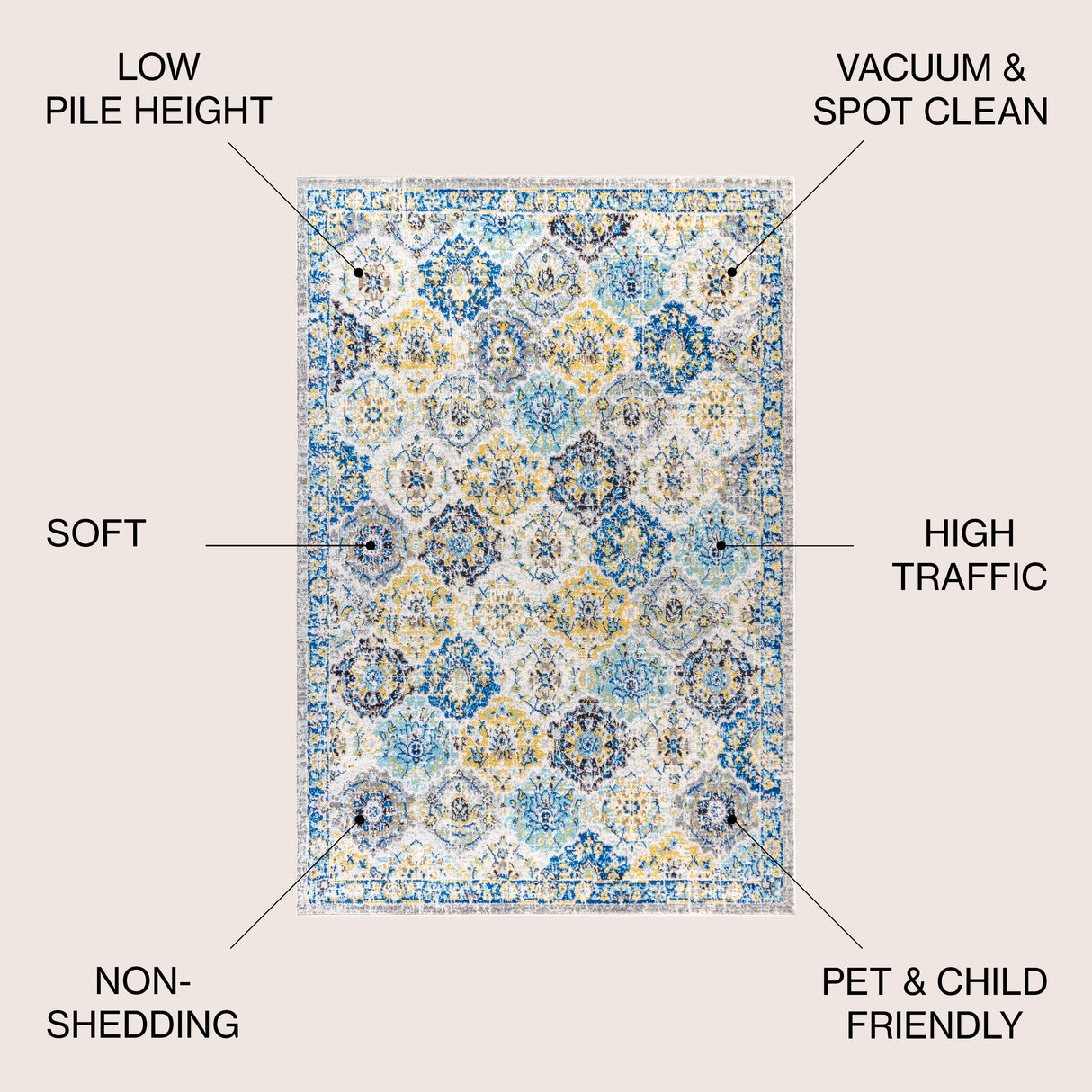 Modern Persian Boho Vintage Trellis Area Rug