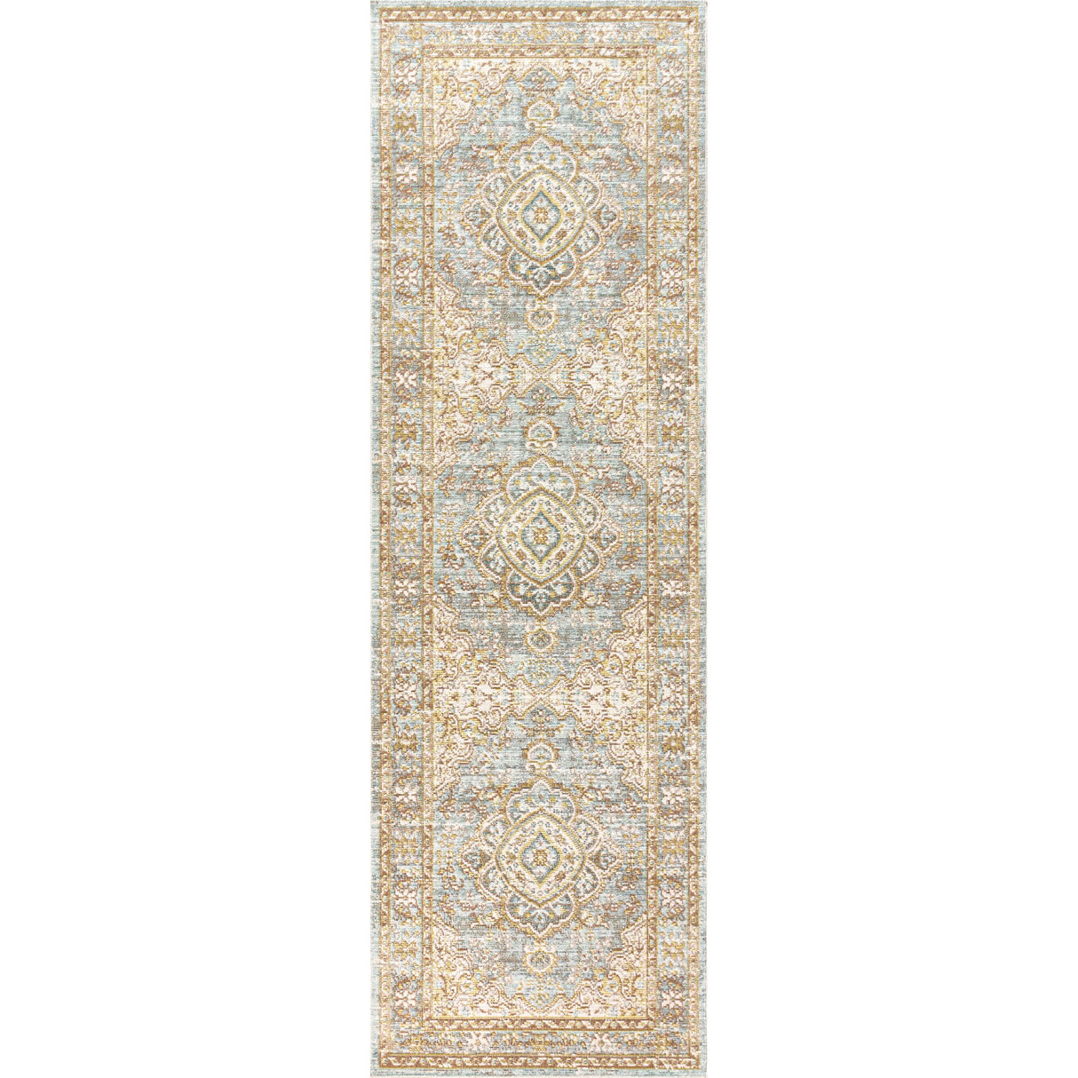 Khilana Floral Medallion Chambray Runner Rug