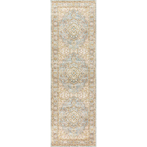 Khilana Floral Medallion Chambray Runner Rug