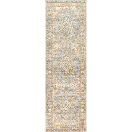 Khilana Floral Medallion Chambray Runner Rug
