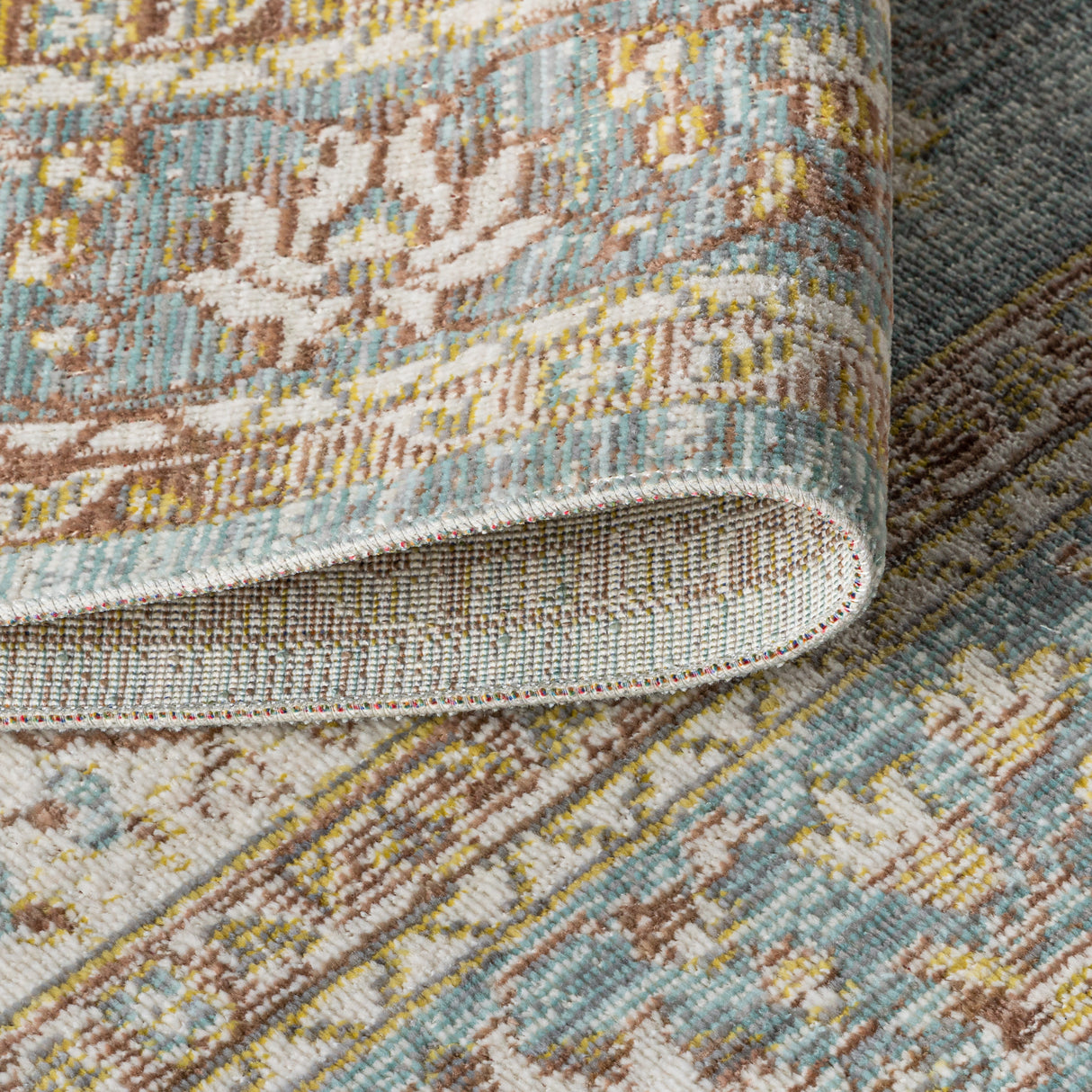 Khilana Floral Medallion Chambray Area Rug