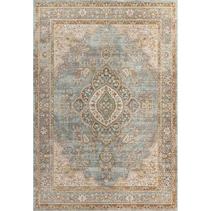 Khilana Floral Medallion Chambray Area Rug