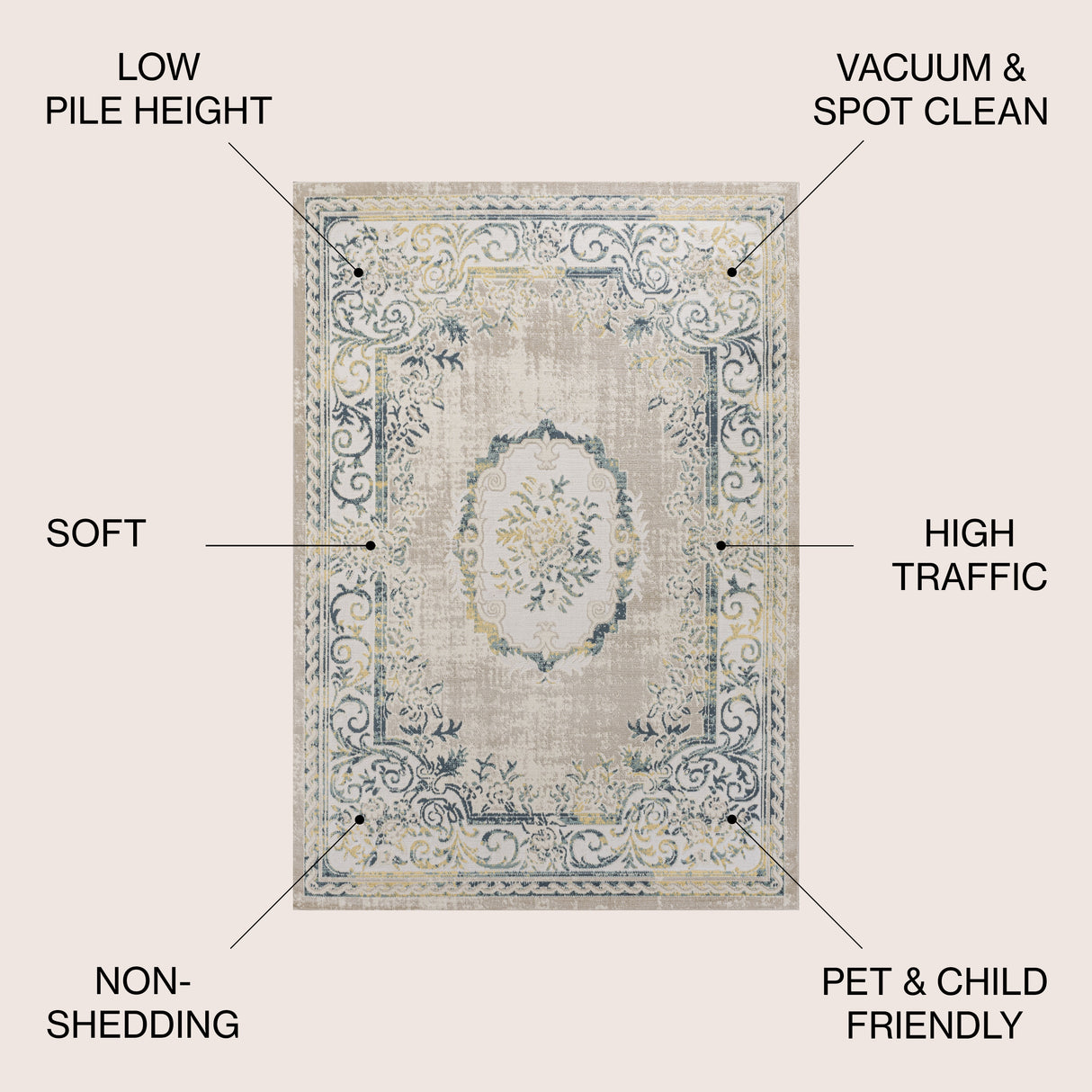 Rosalia Cottage Medallion Vintage Area Rug