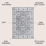 Cherie French Cottage Area Rug 4 Size/6 Colors Available