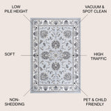 Cherie French Cottage Area Rug 4 Size/6 Colors Available